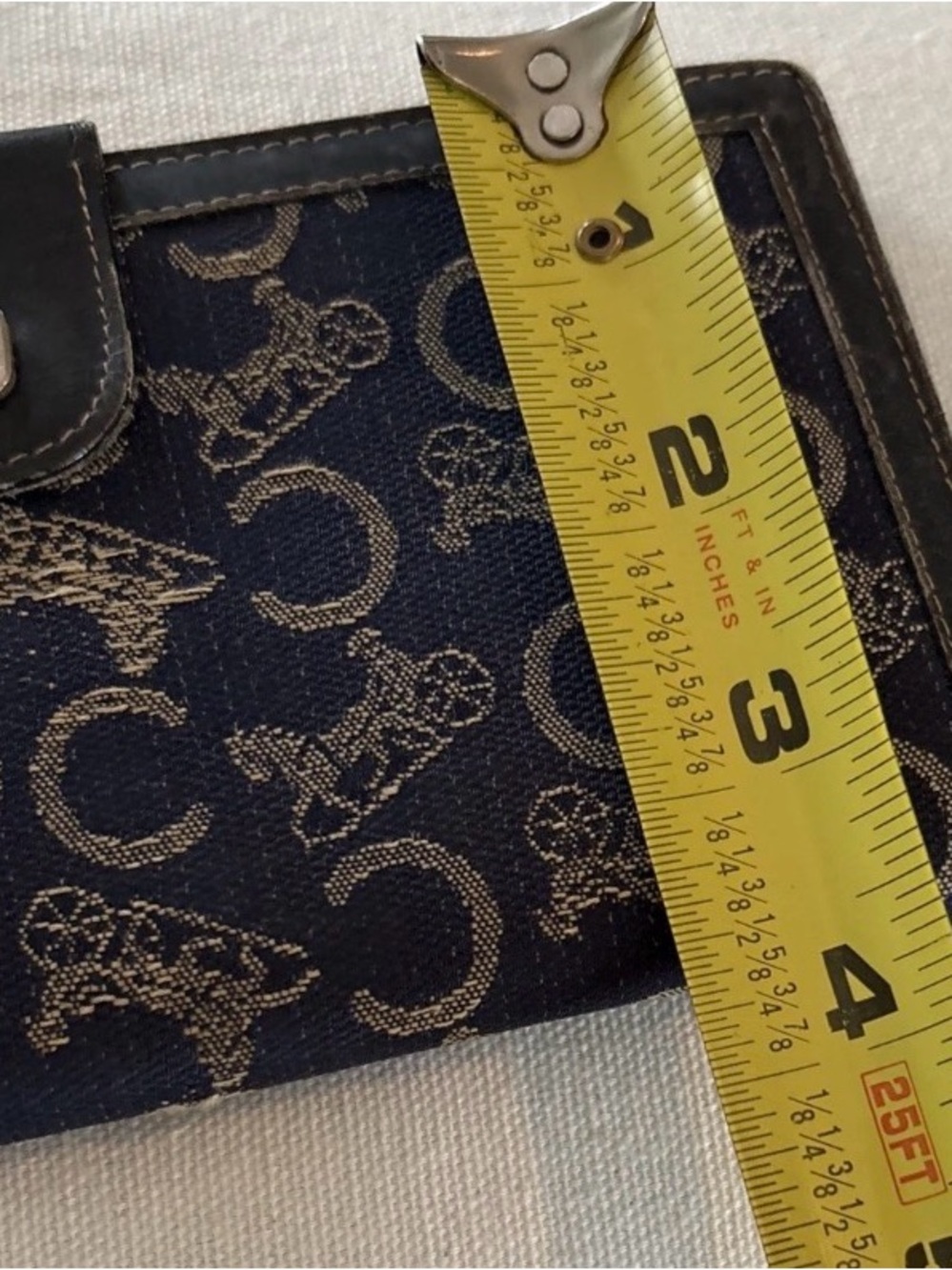 Celine Navy Blue Horse And Carriage Long Thin Wallet Canvas And Leather Vintage - Picture 9 of 15